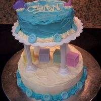 Julie's Baby Shower I did this cake for a co-workers' Baby Shower Party today.Red Velvet Cake (from scratch!), with cream cheese frosting. Buttons done...