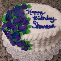 Shannon's B-Day Cake I I love basketweave (lol)!Royal Icing Flowers, buttercream frosting and chcolate cake.