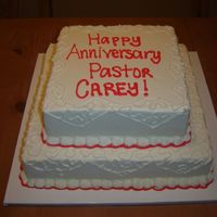 Pastor's Anniversary For a Pastor's 25th Anniversary at a local church. They chose red since it was around Valentine's Day. All Buttercream.