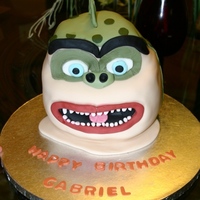 Monster Vs Aliens Link I made this for my sons bday, fondant, vanilla cake with black raspberry mousse.