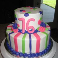 Sweet 16 6 and 10in BC with fondant and gumpaste accents