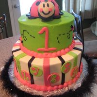 Lady Bug 1St Birthday I made this for my god daughters 1st birthday. Buttercream with fondant decorations. Lady bug was styrofoam cover in fondant