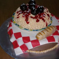 Spaghetti Cake Chocolate Cake with Chocolate Buttercream. Everything is edible. Made for a 14 year old girl who loves spaghetti.