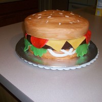 Cheeseburger Cake Cake made for my sons 16th Birthday..He love cheeseburgers. Lots of fun to make.
