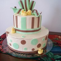 And Duckling Makes Three While I wouldn't have chosen brown, green and yellow as colors, that's what they used for the invitations so...here is the cake...