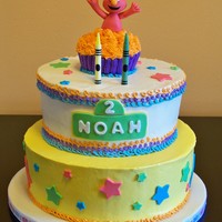 Surprise Elmo Fondant accents on buttercream - complete with Elmo's "crayon" scribbles. Crayons are candles. TFL!