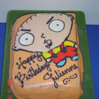 Baby Stewie Red Velvet cake with buttercream icing.
