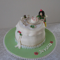 Fairy Tea Party A little mud cake to celebrate my daughter's 8th birthday. It was really hot here today, so the fondant was really hard to work with....