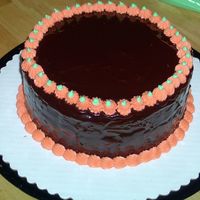 Chocolate Ganache For Halloween This is just a simple yellow cake with chocolate ganache covering that I sent to my husband's work for Halloween (2007). I put a thin...