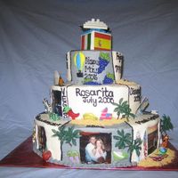 Places We Have Been I did this cake for my husband for our wedding. It was a surprise...it is everywhere that we have been and the top flags and cruise ship...