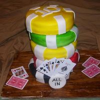 Poker Chips This is a set of poker chips I did for a friends birthday. It's 5 - 8" cakes stacked individually, I secured a PVC pipe to the...