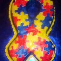 Autism Ribbon This is one of two cakes I did for our Autism Walk's silent auction. It is the Autism Ribbon, Ribbon pan covered in fondant,...