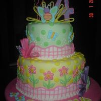 Flores Y Mariposas Todo el pastel es de fondat...me encanto decorarlo fue para mi sobrina. Tome la idea de CC. Les encanto a todos!!!