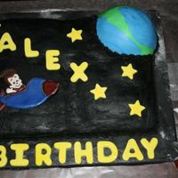 Jimmy Neutron Cake I made this for my son's birthday. I didn't level the cakes and was a little frustrated with myself... but then I thought, well...