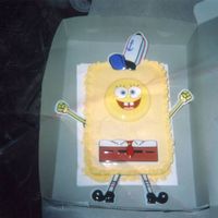 Spongebob this is a cake i made for my grandsons 4th birthday. it came as a kit.thanks for looking