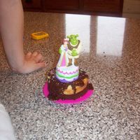 Shrek And Fiona my granddaughters first wedding cake with her easy bake oven. shes 4. they usually dont even make it this far before they get eaten. this...
