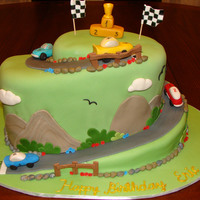 Car Race My son's 6th Birthday cake. Huge!