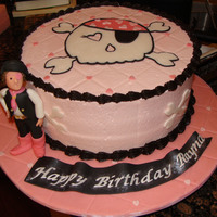 Pink Hearts Pirate Made for my son's little friend's 4th birthday party. 9 inch chocolate cake with chocolate filling.