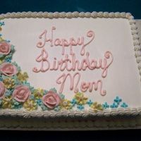 Simple B-Day Cake This is a half sheet cake decorated with BC flowers and icing