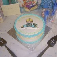 Precious Moments Baby Shower Cake Just a simple FBCT cake I made for a shower for a couple having their first child, a boy. Black Forest cake with cookies & cream...