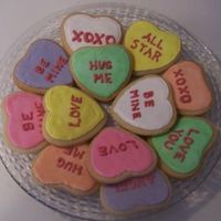 Conversation Heart/sweetheart Cookies I mad these cookies for my sons' Valentine's Day parties at their school. I had a lot of fun making them:) They are supposed to...