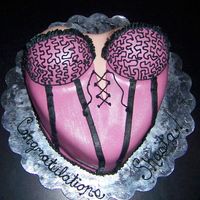 Pink & Black Bustier Cake A bustier cake I made for a bachelorette party. Decorated in MMF with Buttercream detailing. Cake is just a plain vanilla cake with...
