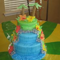 Sammy's Luau Party Cake Rrrrrrgghh! So much went wrong with this cake. When I drove the dowels through the cake, the filling started squishing out the sides,...