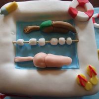 Pool Cake A made to order cake (my first)...cake was chocolate with raspberry filling. Covered completely in fondant (including the board)...all...