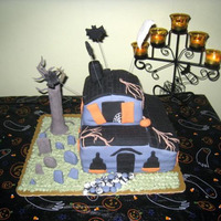 Haunted House Fun cake to put together...had lots of help from my nieces.