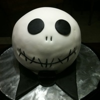 Jack Skellington Double chocolate mini ball cake covered with vanilla buttercream and MMF. thanks to m_edge for the MMF recipe, quickest/easiest to make and...