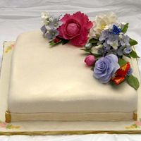 70 Th Bday gumpaste flowers, ivory fondant, rose embossing
