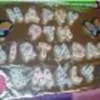 Emily's Birthday Cookies Cookies made to match my daughter's 9th birthday cake. I didn't have a good spot on the cake to write Happy Birthday, so I did...