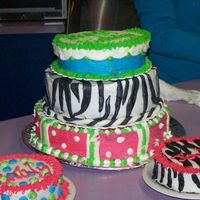 Girls Birthday Cake This was made for my daughter and 2 of her friends who shared a party. Inspired by another cake from CC. The top cake lost some frosting...