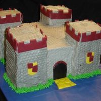 Castle Cake Made for a friend's 6-year old nephew. Modeled after a pitcure she gave me of a toy castle he wanted for his birthday. Buttercream...