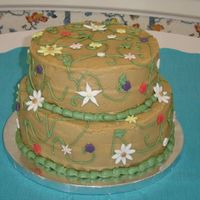 Caramel Cake Informal wedding cake for a friend. She wanted cooked caramel icing (kind of like fudge), so she knew it wouldn't be smooth. They...