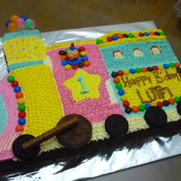 Lutfi's Choo Choo Train Cake chocolate cake with buttercream.try my best to make it more colourful the b'day boy