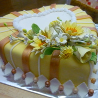 Engegement Cake fondant and royal icing with pearl dust.