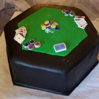 Poker Table Groom's Cake Used Michele Foster's Fondant. Cards and chips are edible images on fgp mixture.