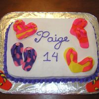 Flip Flops My niece requested strawberry cake with a flip flop theme. This is what resulted! The flip flops are of (store bought) fondant. The rest is...