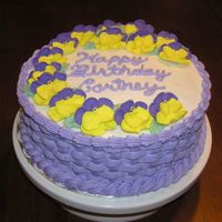 Pansies And Basketweave Strawberry cake with BC icing. My neice's 16th birthday party. Her friends asked where they bought the cake, and I was very proud!