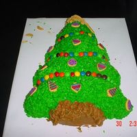 My Christmas Tree Cake Here is my christmas tree cake, I was practicing on....I am making one for my neighbor, so I decided to practice....I used m&m's...