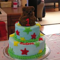 Bear My first stacked cake. Yikes! I'll never go without dowels again!