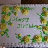 Yellow Rose Birthday Cake I did this cake for my grandmothers birthday last September. French Vanilla cake w/ buttercream icing.
