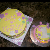 1St Birthday Stars Buttercream with MMF accents. This cake was SOOOO last minute!