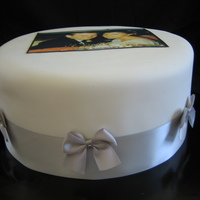 25Th Wedding Anniversary Cake With Edible Image I made this cake for a lady celebrating her 25th wedding anniversary. She wanted something simple incorporating the photo.