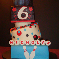 Bowling Party Cake This was my 1st attempt at a topsy turvey cake using the wedge method...was very frustrated, but my son loved it for his bowling party.