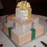 Gold & Silver Wedding Cake This was a fun cake for me to do. The flavors are all Chocolate Cake w/ Chocolate Ganache filling & Chocolate Buttercream Icing covered...