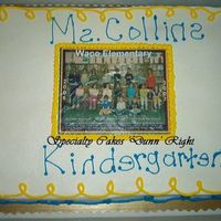 Kindergarten Grad. Cake With Pic. This was a full sheet cake, 1/2 white and 1/2 choc. With an edible image on it for the kindergarten class, I did two of these, one for the...