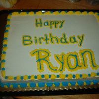 Yellow & Blue Cake All the customer requested was a blue and yellow cake, so this is what I came up with.