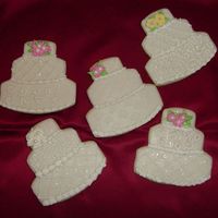 Wedding Cake Cookies My first attempt at cookie decorating. The design is not original..I was inspired by all the wonderful cookies in this gallery. You girls...